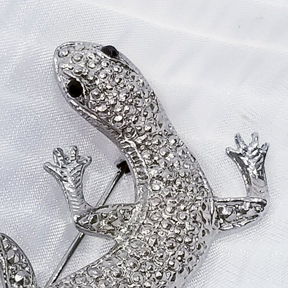 Vintage Sparkly Silver Tone Lizard Brooch/Pin - Picture 4 of 8